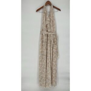 Nouvelle Amsale FLORAL Ruffle Halter Chiffon Maxi Dress Size  M NEW